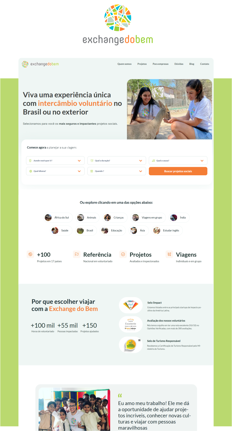 Exchande do bem: Mais de 70 projetos, um só propósito: transformar vidas.